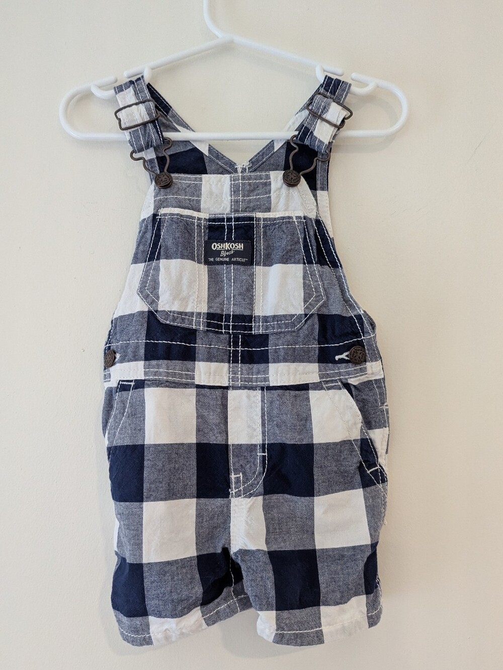 Osh Kosh B'Gosh Navy & White Plaid 12 Month Overalls
